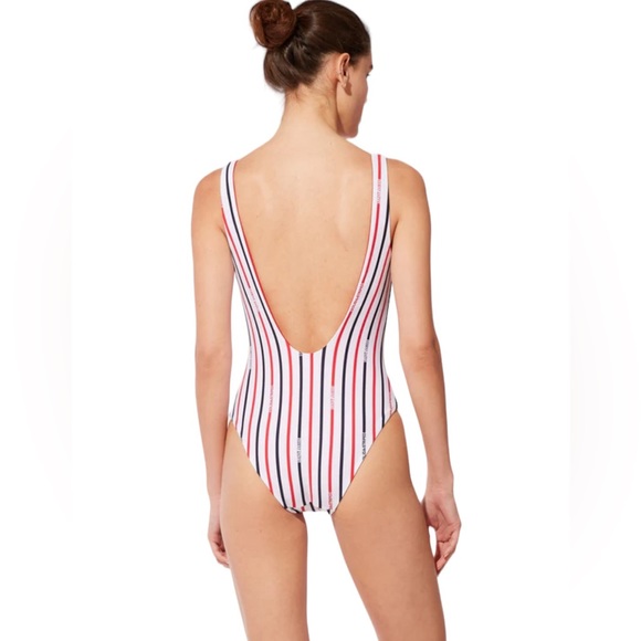 Saint James x Solid & Striped One Piece Swimsuit Striped Red/Navy Reversible XS - Picture 3 of 7